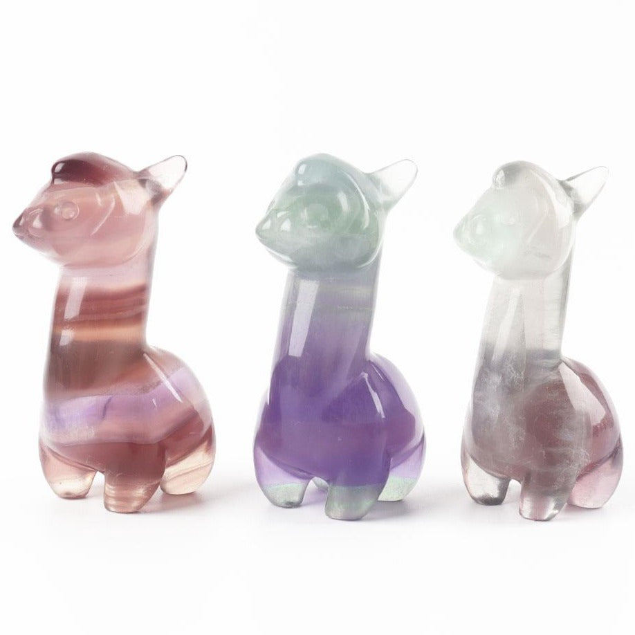 Fluorite Crystal Alpaca Carving 1.2 Inch Handcrafted Figurine