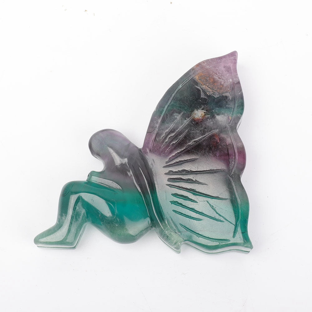 Fluorite Crystal Butterfly Carving 3.5in Handcrafted Figurine