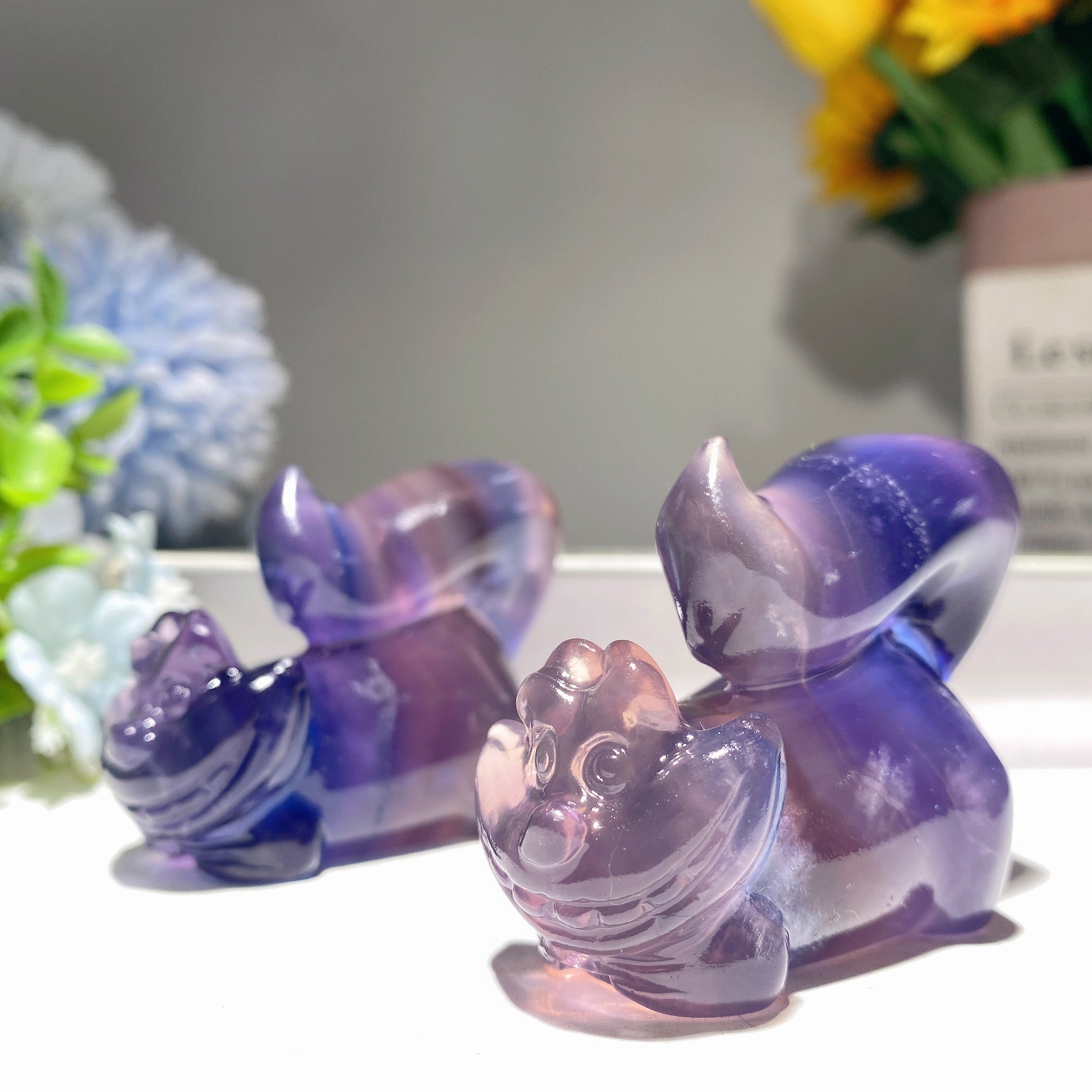 Fluorite Crystal Cheshire Cat Carving 2.3 inches Healing