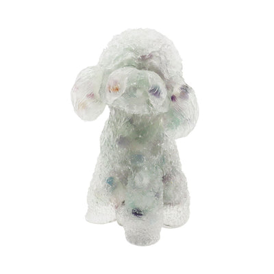 Figurine de chien en cristal de fluorite, caniche nain, sculpture de 2 pouces
