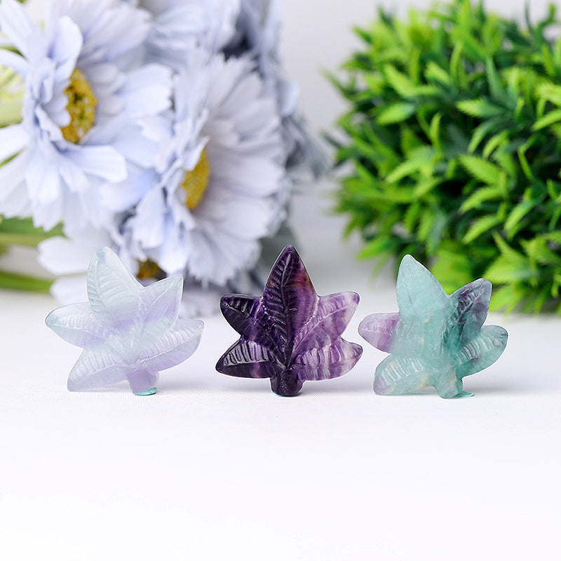 Fluorite Leaf Crystal Figurine 1.5 Inch Carving