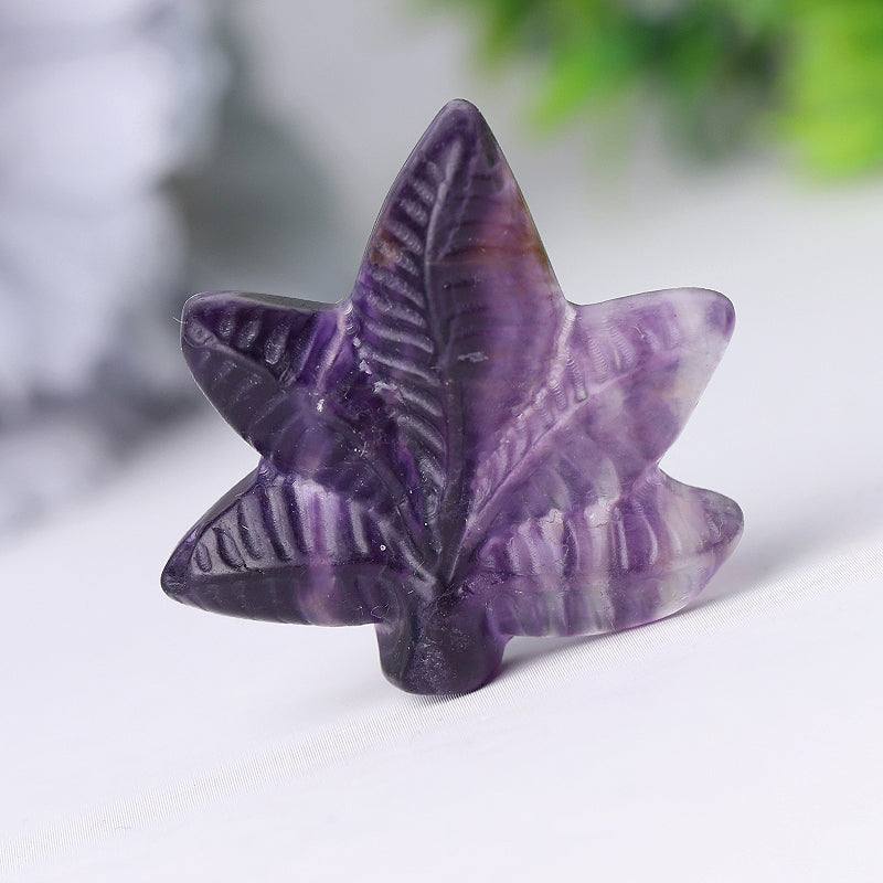 Fluorite Leaf Crystal Figurine 1.5 Inch Carving