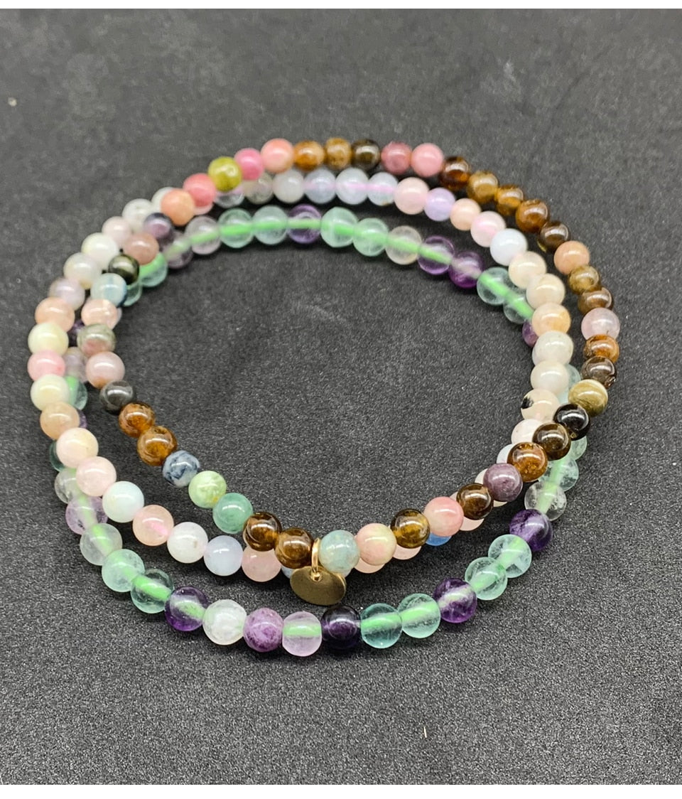 Ensemble de bracelets en fluorite, œil de tigre et améthyste