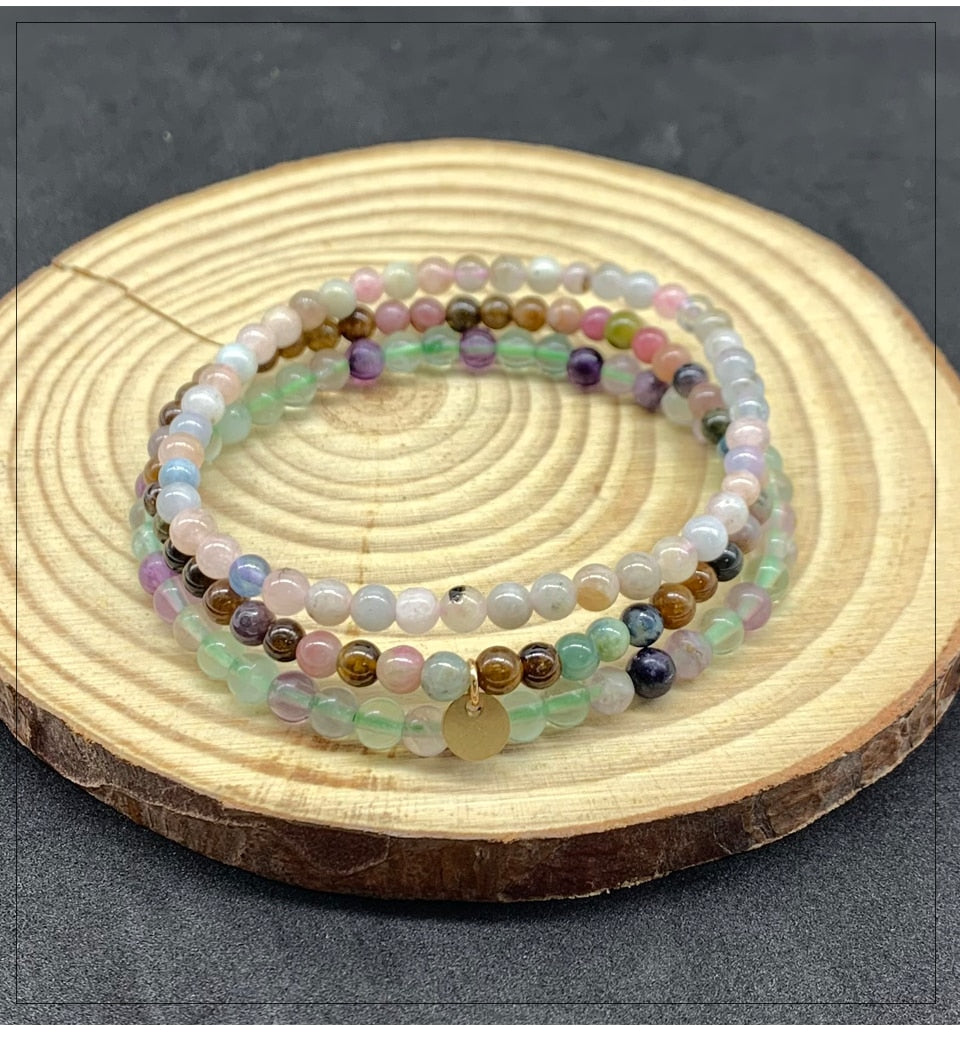 Ensemble de bracelets en fluorite, œil de tigre et améthyste