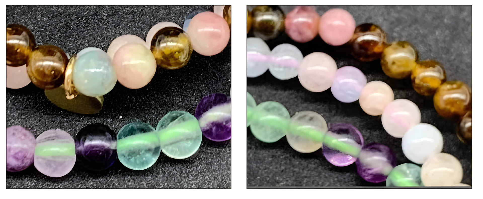 Ensemble de bracelets en fluorite, œil de tigre et améthyste