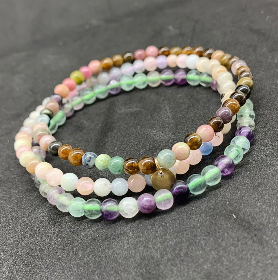 Ensemble de bracelets en fluorite, œil de tigre et améthyste