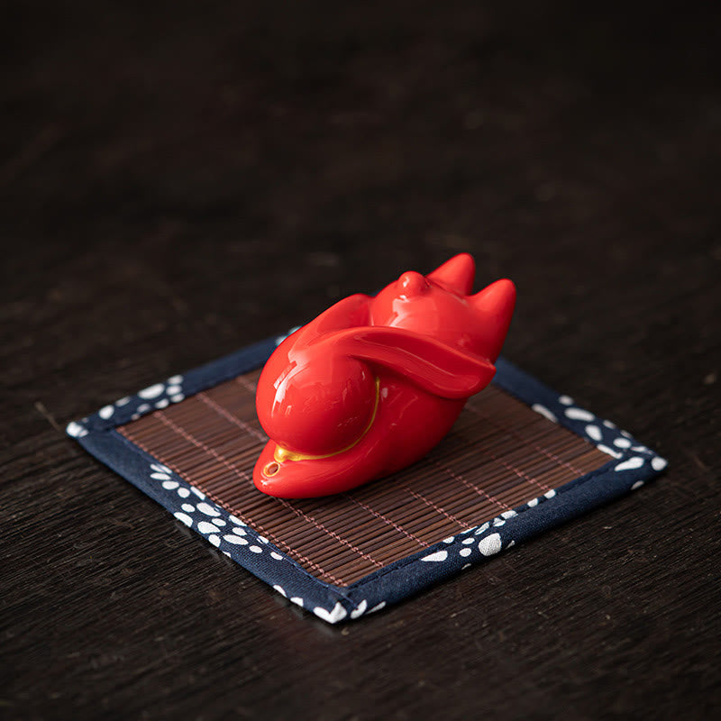 Brûleur d'encens en céramique Flying Rabbit Bamboo Mat pour la prospérité