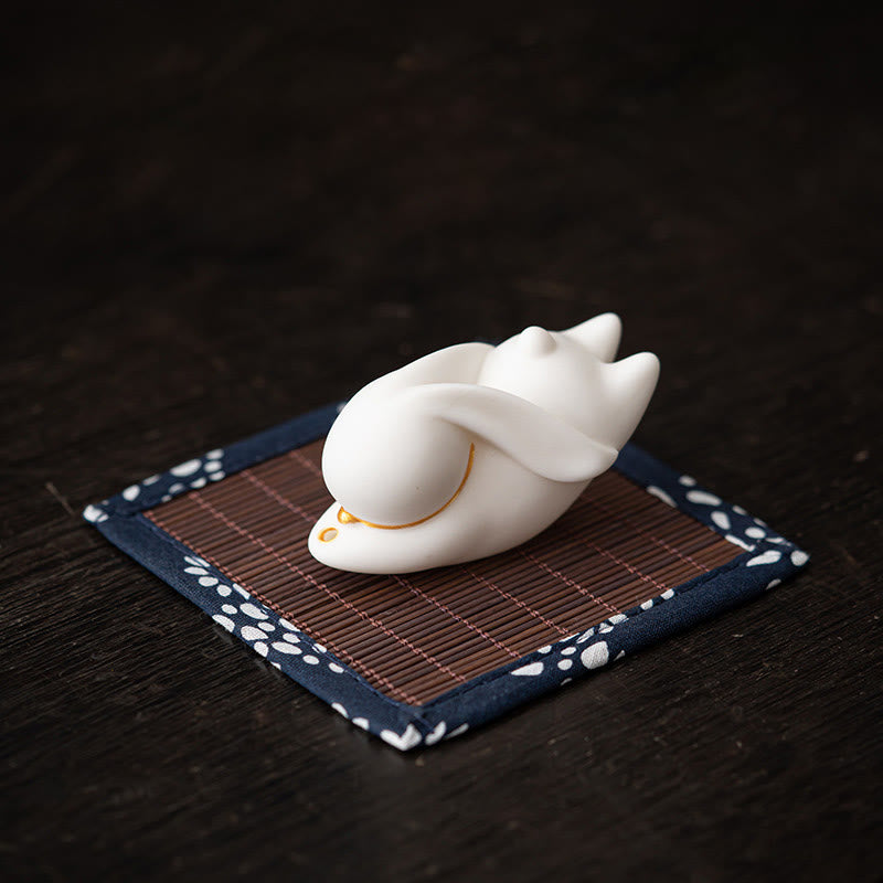 Brûleur d'encens en céramique Flying Rabbit Bamboo Mat pour la prospérité