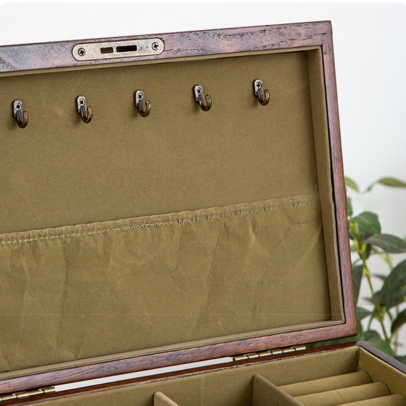 Coffret à bijoux en bois massif à quatre niveaux avec velours | Zen Decor