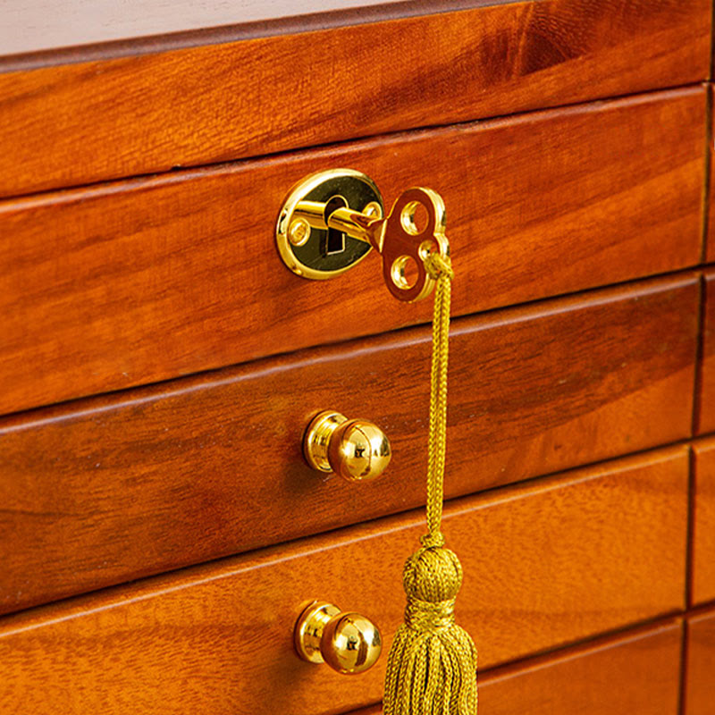 Coffret à bijoux en bois massif à quatre niveaux avec velours | Zen Decor