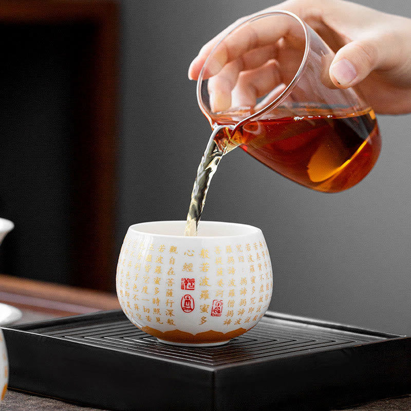 Service à thé de méditation Gaiwan en céramique à motif Fu 150 ml