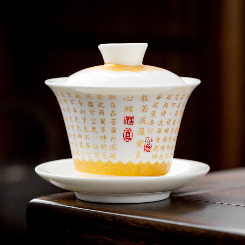 Service à thé de méditation Gaiwan en céramique à motif Fu 150 ml