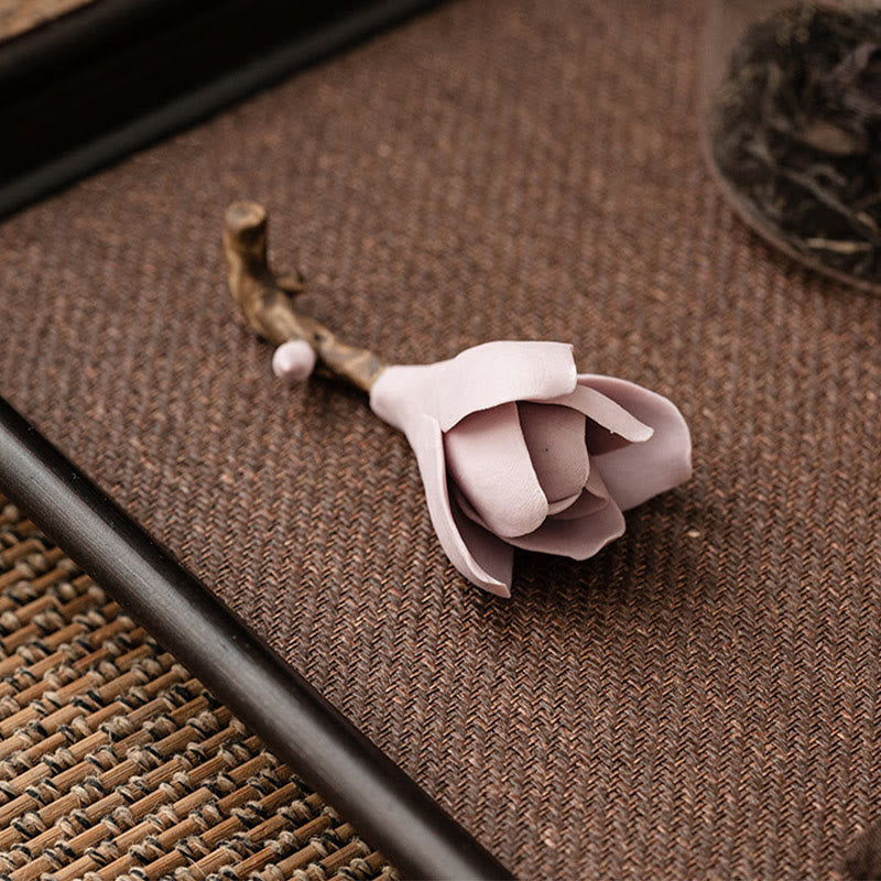 Brûle-encens en céramique Fleur de gardénia 8,5 cm pour la méditation