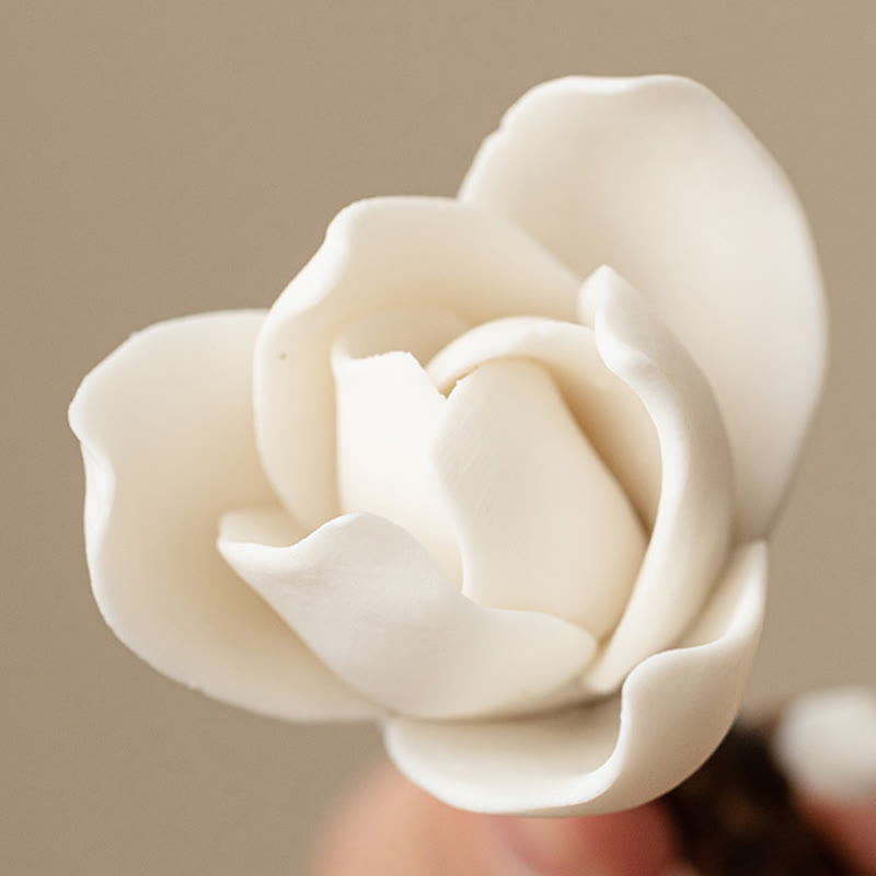 Brûle-encens en céramique Fleur de gardénia 8,5 cm pour la méditation