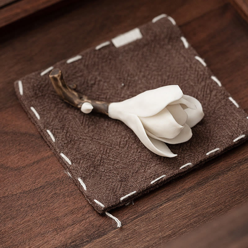 Brûle-encens en céramique Fleur de gardénia 8,5 cm pour la méditation