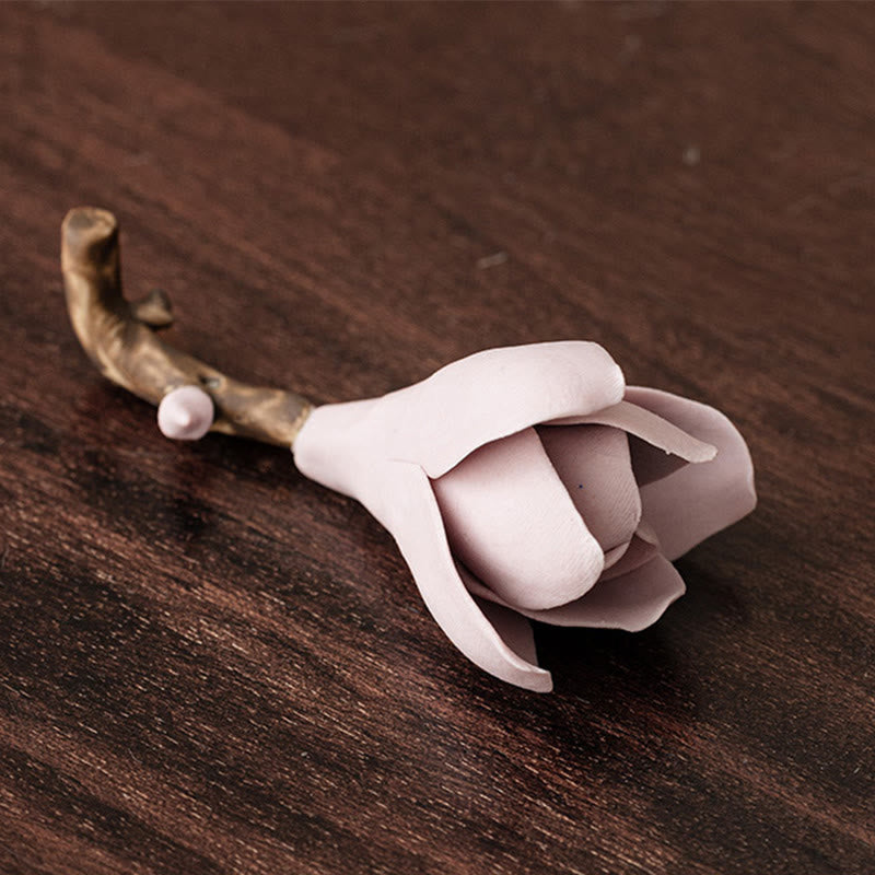 Brûle-encens en céramique Fleur de gardénia 8,5 cm pour la méditation
