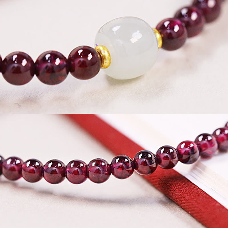Bracelet de purification en perles de jade grenat 4 mm grenat 7 x 6 mm jade