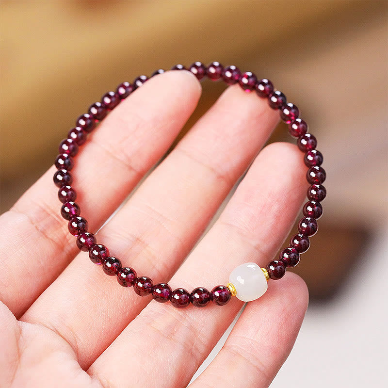 Bracelet de purification en perles de jade grenat 4 mm grenat 7 x 6 mm jade