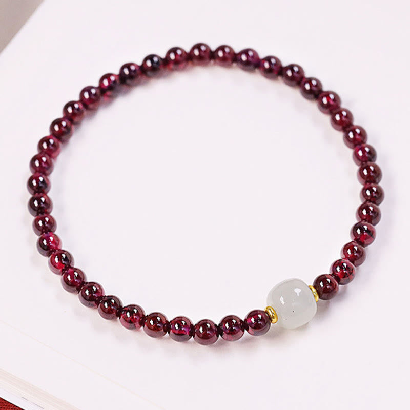 Bracelet de purification en perles de jade grenat 4 mm grenat 7 x 6 mm jade
