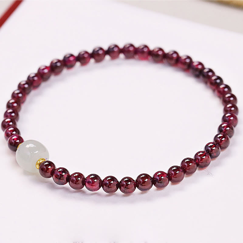 Bracelet de purification en perles de jade grenat 4 mm grenat 7 x 6 mm jade