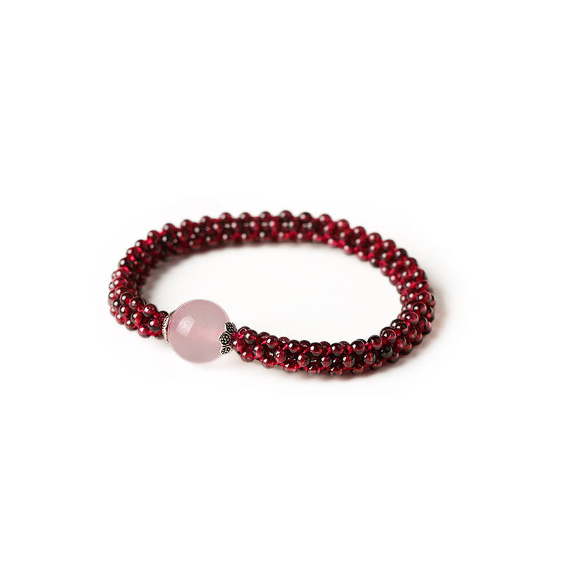Bracelet de protection en grenat avec perles de cristal rose et d'amazonite