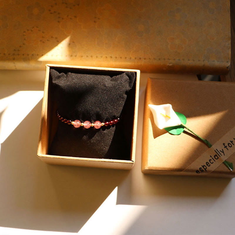Bracelet de guérison calme en grenat et quartz fraise