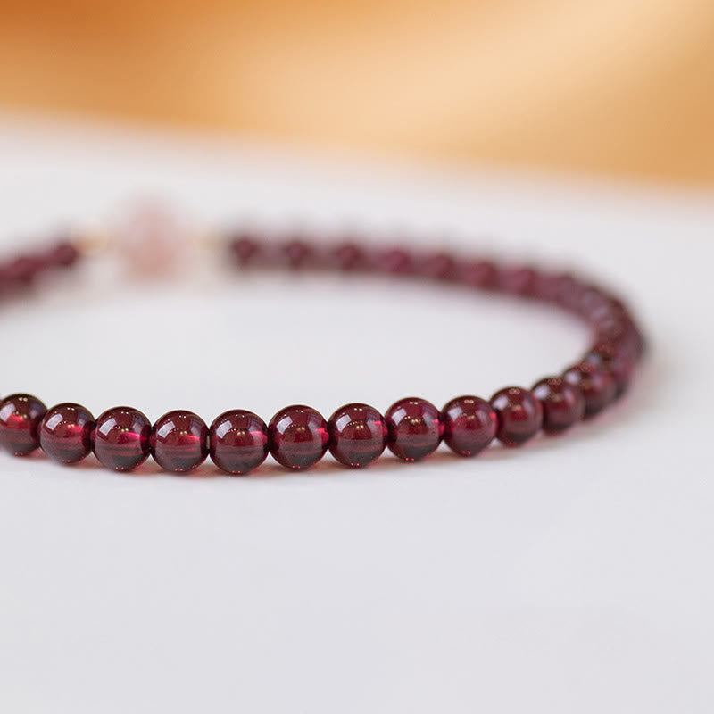 Bracelet de guérison calme en grenat et quartz fraise