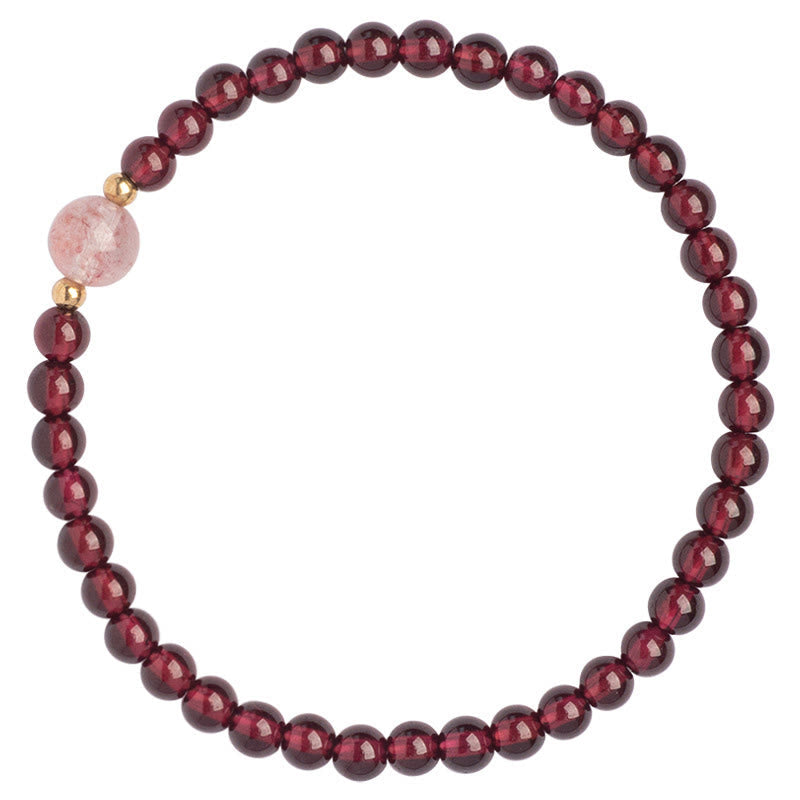 Bracelet de guérison calme en grenat et quartz fraise