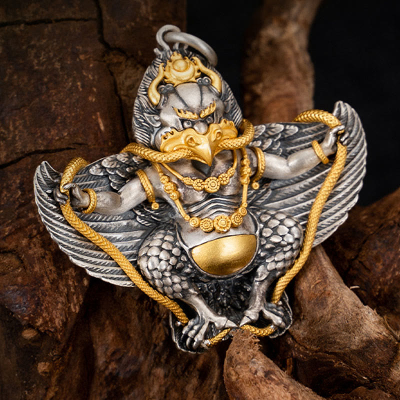 Collier Garuda Sagesse en argent sterling 925 pour la protection