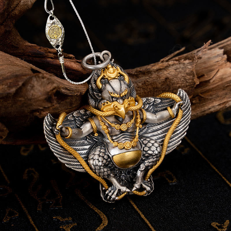 Collier Garuda Sagesse en argent sterling 925 pour la protection
