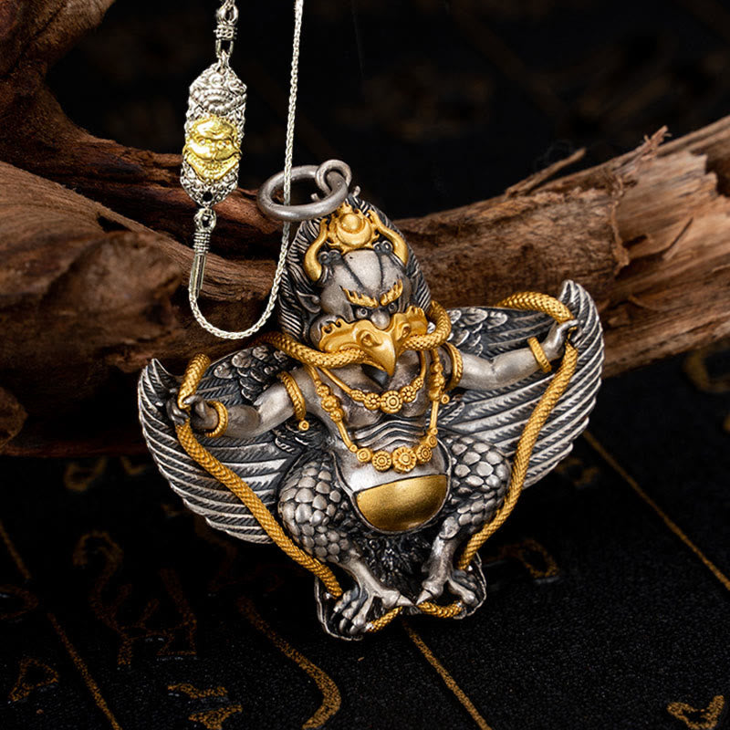 Collier Garuda Sagesse en argent sterling 925 pour la protection