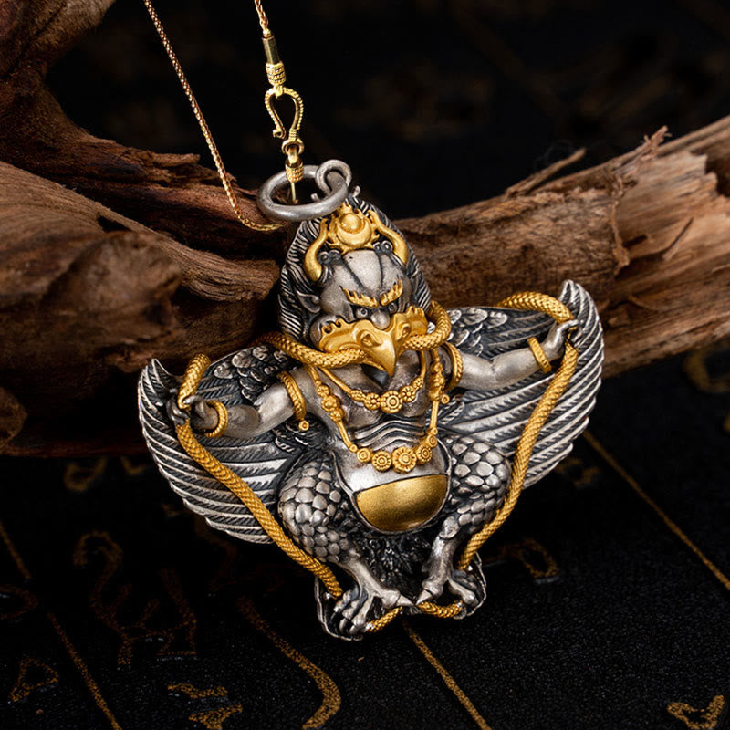 Collier Garuda Sagesse en argent sterling 925 pour la protection