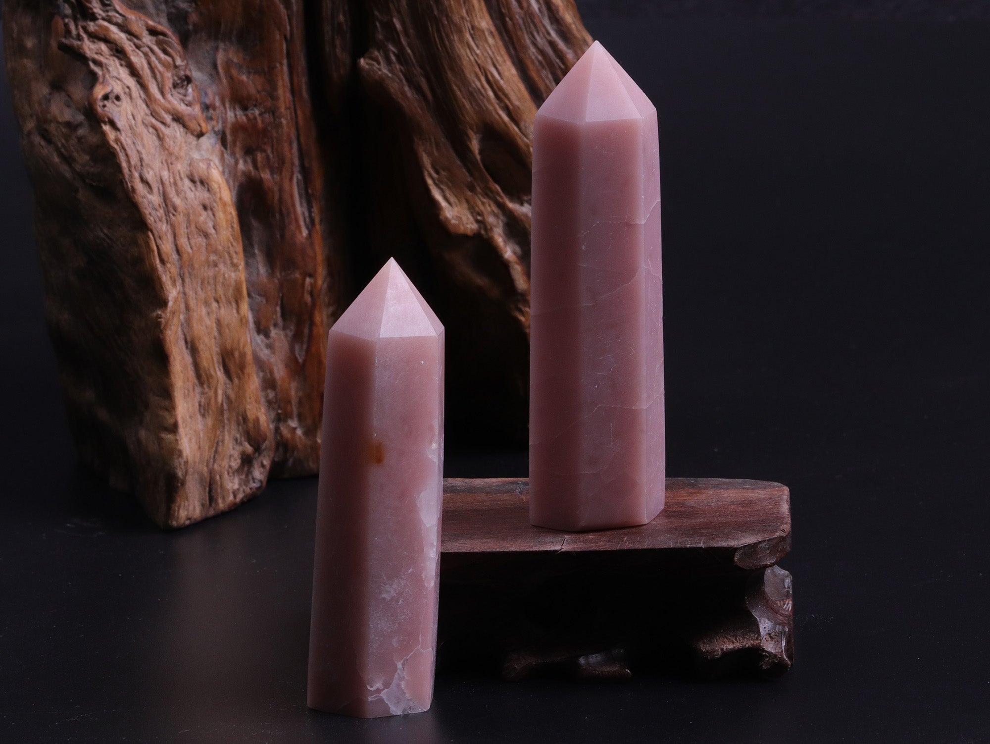 Tour d'opale rose douce pour les pratiques spirituelles