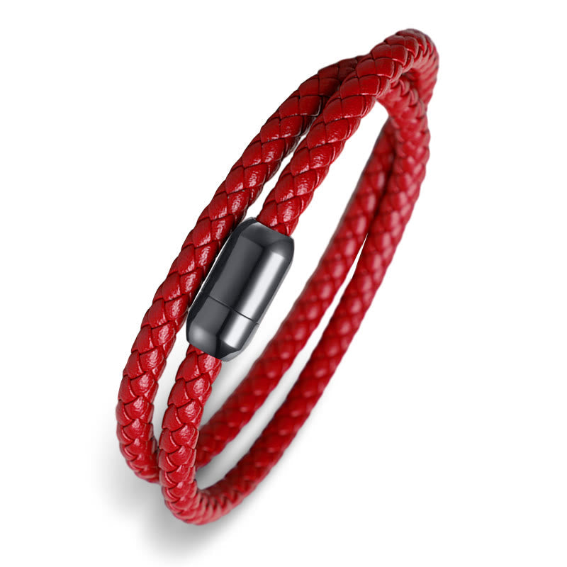 Bracelet de protection en cuir véritable avec cordon rouge et boucle magnétique