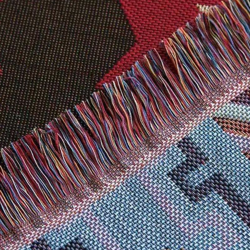 Couverture tibétaine géométrique 90x180cm, chaude et confortable