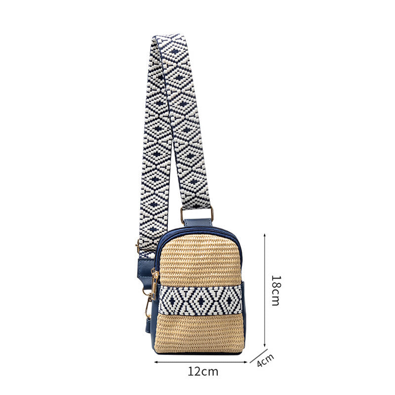 Sac bandoulière géométrique en paille tressée | Accessoires spirituels