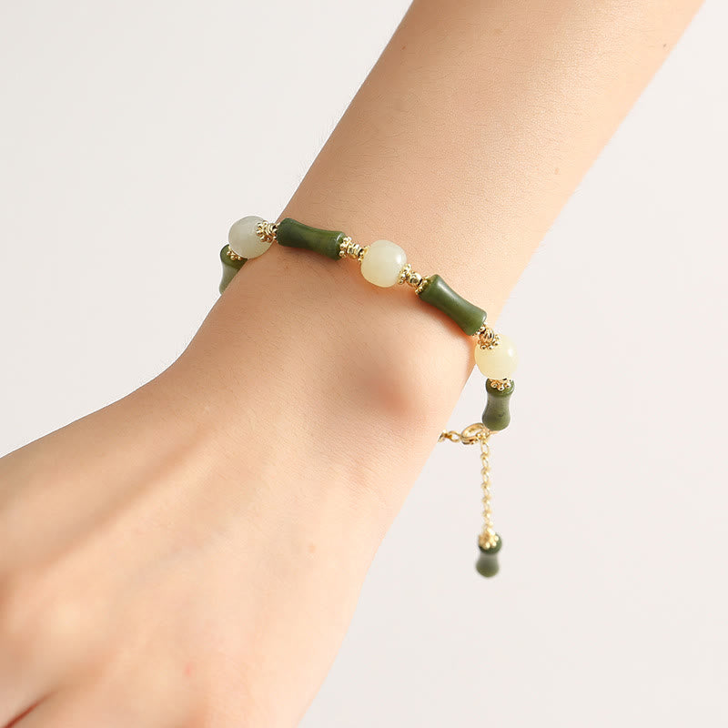 Bracelet spirituel en perles de verre et bambou, porte-bonheur et force