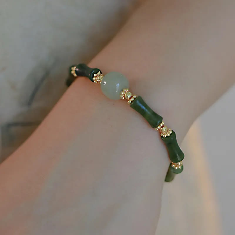 Bracelet spirituel en perles de verre et bambou, porte-bonheur et force
