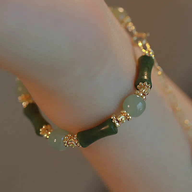 Bracelet spirituel en perles de verre et bambou, porte-bonheur et force