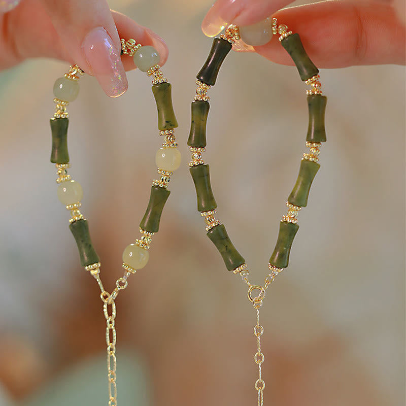 Bracelet spirituel en perles de verre et bambou, porte-bonheur et force