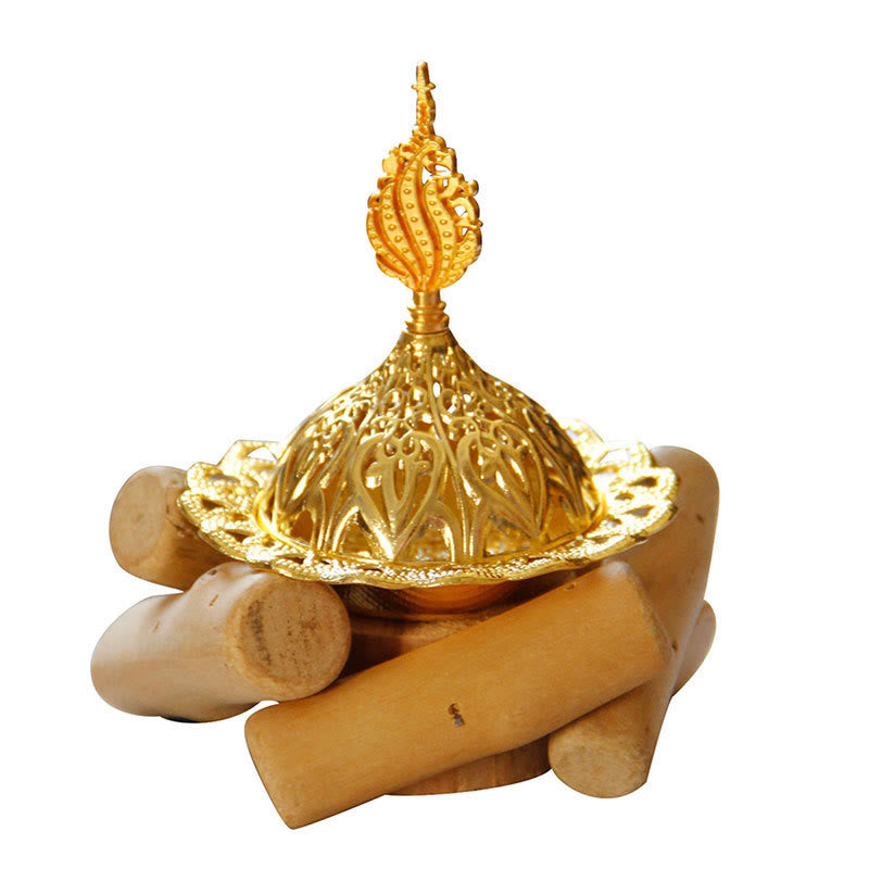 Mini-brûleur d'encens de guérison en alliage d'or pour la méditation et la relaxation