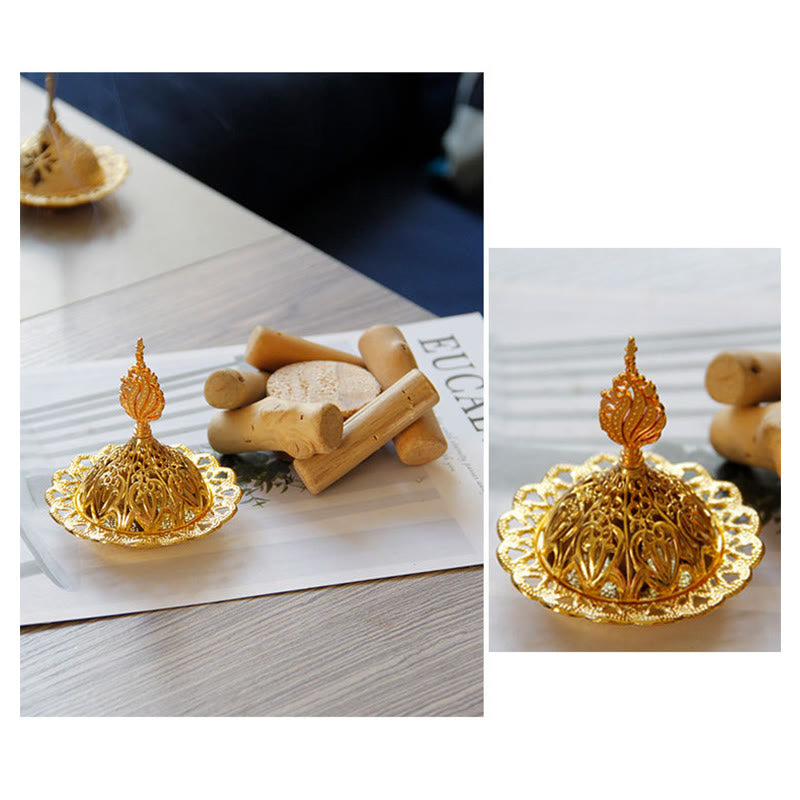 Mini-brûleur d'encens de guérison en alliage d'or pour la méditation et la relaxation