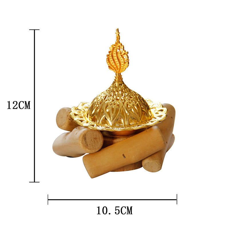 Mini-brûleur d'encens de guérison en alliage d'or pour la méditation et la relaxation