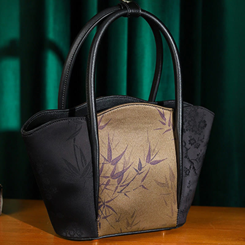 Sac bandoulière vintage imprimé bambou doré 31 cm