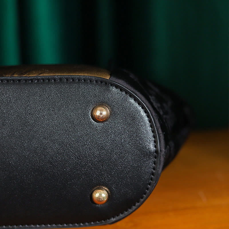 Sac bandoulière vintage imprimé bambou doré 31 cm