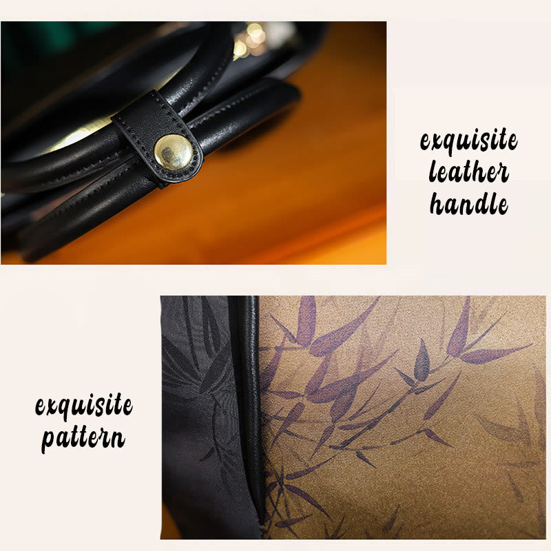 Sac bandoulière vintage imprimé bambou doré 31 cm