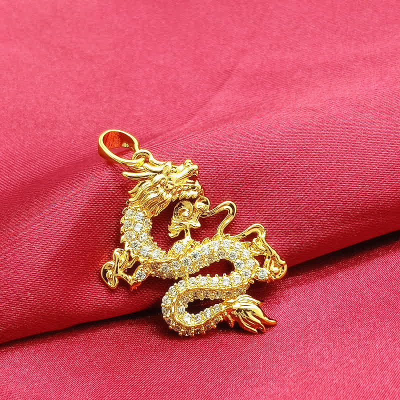 Collier pendentif de protection dragon en or pour la force et la chance