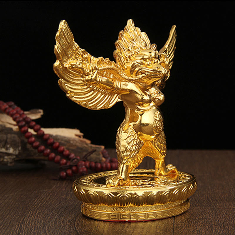 Statue spirituelle de protection en alliage de zinc, oiseau Garuda doré, 12,5 cm