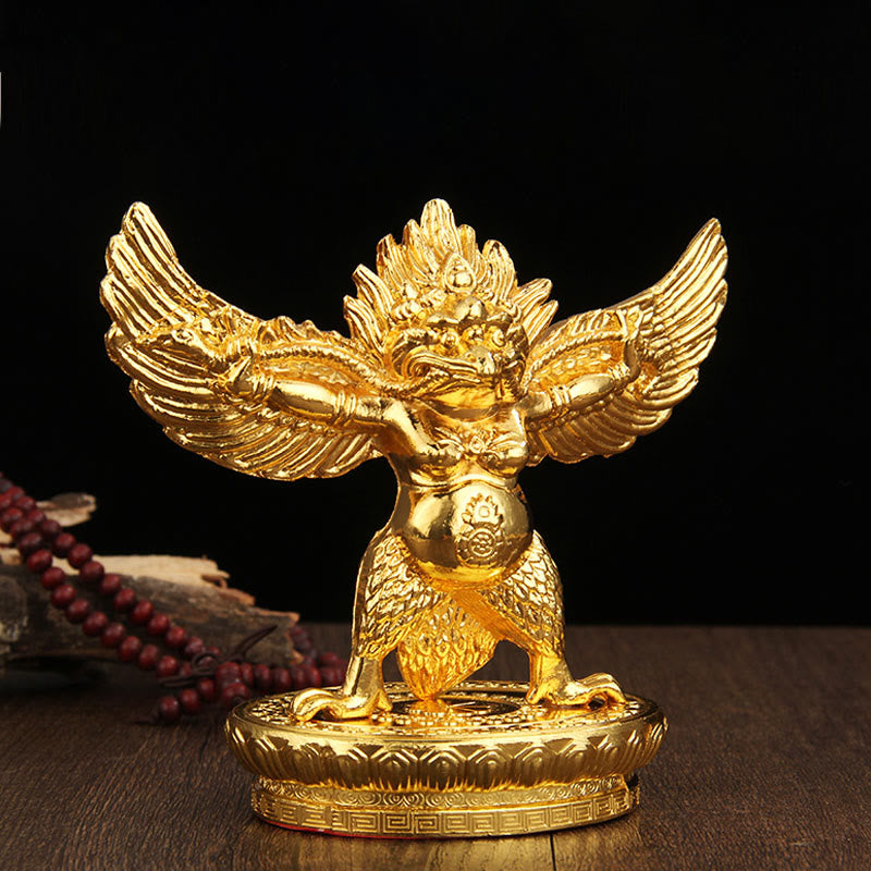 Statue spirituelle de protection en alliage de zinc, oiseau Garuda doré, 12,5 cm