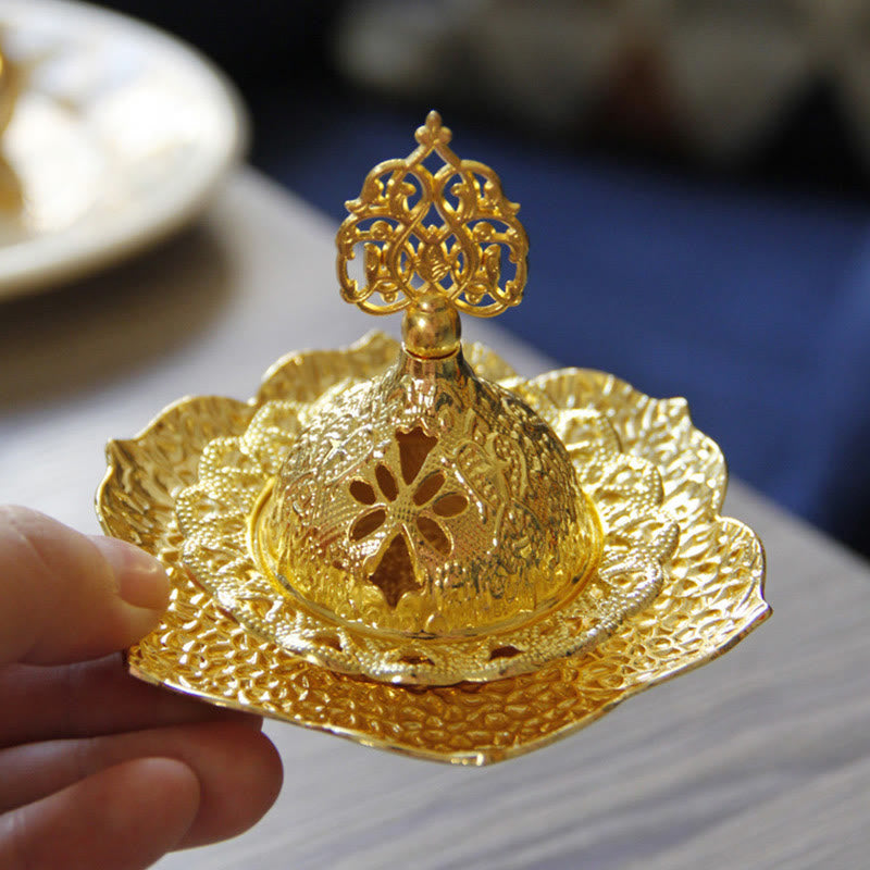 Mini-brûle-encens feuille d'or | Sous-verre spirituel en alliage